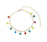 Homxi Chaîne de Cheville Femme en Or, Bracelet de Cheville Plage Femme Cuivre Cloches Colorées - 22cm + 10cm Chaîne d'extension