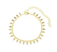 Homxi Chaîne de Cheville Femme en Or, Bracelet de Cheville Plage Femme Cuivre Croix - 22cm + 10cm Chaîne d'extension
