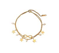 Homxi Chaine de Cheville Femme Or, Bracelet de Cheville Acier Inoxydable Femme Chaîne Double Couche avec Étoile de L’Infini - 20cm + 5cm Chaîne d'extension