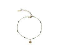 Homxi Chaîne de Cheville Femme Vert Doré, Bracelet Femme de Cheville en Acier Inoxydable Coquillage et Perles - 21cm + 4cm Chaîne d'extension