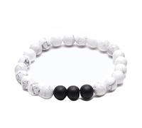 Homxi Couple Perles Bracelet Pierre,Bracelet Perle Hommes Perles 8MM Œil de Tigre Perle Bracelet Noir Blanc