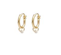 Homxi Creole Boucle d Oreille Femme,Creole Argent Femme 925 Cerceau avec Perle Or Blanc Boucle d'Oreille