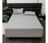 Homxi Drap Housse Duvet,(110 x 200 cm),Draps Housses Drap Plat Couleur Unie avec Motif de Losange Drap Housse Single Gris Clair