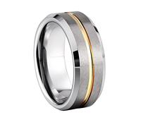 Homxi Gothique Bague Homme,Bagues Rond 8MM Bague Homme Fiancaille Tungstène Bague Argent Or Bague Punk Taille 57