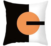 Homxi Housses de coussin carrées motifs géométriques Flanelle décorative pour maison, bureau, jardin, extérieur 40 x 40 cm, noir et blanc orange