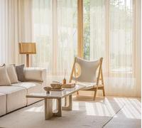Homxi Lot 2 Rideaux Rideau Transparent Terrasse,2 x 107W x 229H CM,Rideau Fin Transparent Or Couleur Unie Rideaux a Oeillet