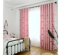 Homxi Lot de 2 Rideaux Enfant Rideaux Occultant pour Salon,2 x 102W x 138H CM,Rideau Thermique Isolant Occultant Rose Motif Coeur Rideaux a Oeillet