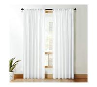 Homxi Lot de 2 Rideaux Salon Rideau Fin Salon 2 x 86Wx183L CM,Rideaux Semi Transparent Cuisine Blanc Couleur Unie Rideaux Cuisine Passe Tringle