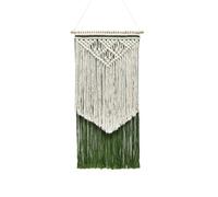 Homxi Macramé Tenture Murale 40x80CM,Décoration Murale de Salon Bois avec Glands Tressés Tapisserie Murale Chambre Beige Vert
