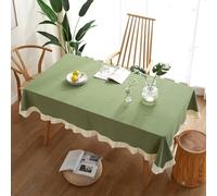 Homxi Nappe Antitache Rectangulaire 140 W x 300 L CM,Petite Nappe Table Vert Couleur Unie avec Volant Coton Nappe de Table Exterieur