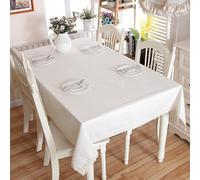 Homxi Nappe Carree Housse 120 W x 120 L CM,Nappe Mariage Table Blanc Couleur Unie avec Dentelle Coton Nappes Table