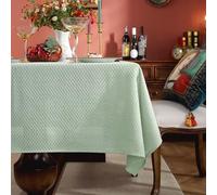 Homxi Nappe Rectangle Exterieure Jardin 135 W x 200 L CM,Nappe Antitache Vert Clair Couleur Unie Coton Lin Petite Nappe Jardin