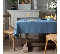 Homxi Nappe Rectangulaire Anti Tache Jardin 135 W x 300 L CM,Nappe Table Anniversaire Bleu Couleur Unie Polyester Coton Petite Nappe Table Basse