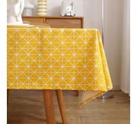 Homxi Nappe Table Basse Salon Rectangle 130 W x 180 L CM,Nappe de Table Anniversaire Jaune Motif Géométrique Polyester Nappe de Table de Jardin