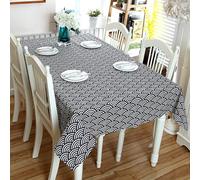 Homxi Nappe Tissu Anti Tache Rectangle 140 W x 180 L CM,Petite Nappe pour Table Salon Bleu Marin Motif de Vague Lin Nappe Fête