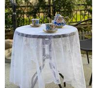 Homxi Nappe Tissu Antitache Rectangle,150 W x 200 L CM,Nappe Lavable Anti Tache Polyester Motif Floral Brodé en Dentelle Blanc Nappe de Tables