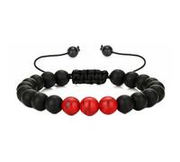 Homxi Perle Bracelet Pierre Femme Homme,Bracelet Homme Perles 8MM Pierre Naturelle Bracelet Perles Homme Noir Rouge