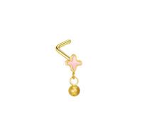 Homxi Piercing Argent Nez 20 Gauge (0.8x7mm), Fleur avec Perle, Acier Inoxydable Piercing de Nez