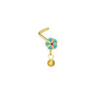Homxi Piercing Nez Homme Anneau Argent 20 Gauge (0.8x7mm), Fleur avec Perle, Acier Inoxydable Piercing Nez Anneau Nez Fin
