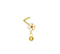 Homxi Piercing Oreille Cartilage Argent 20 Gauge (0.8x7mm), Fleur avec Perle, Acier Inoxydable Piercing Anneaux Nez
