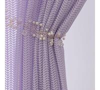 Homxi Rideau 2 Pièces Rideau Fin,2 x 107W x 214H CM,Rideaux Transparents Violet Couleur Unie avec Rayures Rideau a Crochet