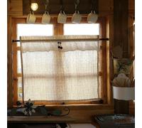 Homxi Rideau Brises Bises 1 Panneau,1 x 65 W x 60 H CM,Rideaux Brise Vue Jaune,Motif en Treillis avec Cerisier Rideau Court Passe Tringle