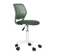 Homy Casa Chaise de bureau pivotante ergonomique en tissu de lin sans accoudoir, hauteur réglable, pour enfants et adolescents, vert foncé