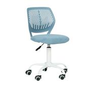 Homy Casa Chaise de bureau pivotante ergonomique en tissu de lin sans accoudoirs réglable en hauteur pour enfants et adolescents, bleu clair