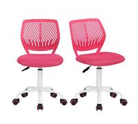 Homy Casa - Lot de 2 chaises de bureau pivotantes réglables en tissu, chaises de bureau ergonomiques sans accoudoir (rose)