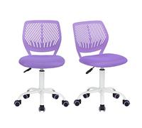 Homy Casa - Lot de 2 chaises de bureau pivotantes réglables en tissu, chaises de bureau ergonomiques sans accoudoir (violet)