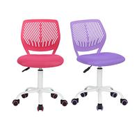 Homy Casa - Lot de 2 chaises de bureau pivotantes réglables en tissu, chaises de bureau ergonomiques sans accoudoir (rose et violet)