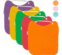 HOMYBABY® Lot de 5 bavoirs bouclés imperméables pour bébé avec boutons pour le cou de la crèche - Faciles à mettre et à enlever - Bouclette et tissu avec couche en polyester hydrofuge (B, x5)
