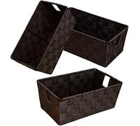 homyfort Lot de 3 paniers de rangement tissés avec poignées intégrées pour chambre à coucher, bureau, placard, vêtements, chambre d'enfant, crèche (marron)