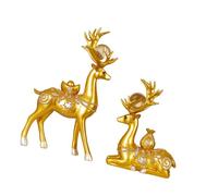 Homyl 2 Pièces Figurine Cerf Sculpture Animale Ornement Résine Cadeau Créatif Adapté pour Décoration Maison Bureau Salon Chambre Table Bibliothèque, avec Ballon