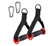 Homyl 2 Pièces Poignées d'exercice Poignée de Résistance Accessoire Poulie Système Musculation Fonction Bonne Prise Adaptées pour Entraînement Complet, Noir et Rouge
