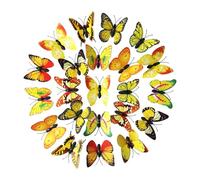 Homyl 200 Autocollants Muraux Papillons 3D En Vol pour La Décoration Murale, Jaune