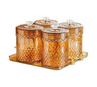 Homyl Boîte de Conservation Alimentaire Contenant à Épices Boîte Hermétique Bac à Sel Organisateur Compartimenté pour Maison Cuisine Stockage, Ambre