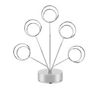 Homyl Cadre Photo Arbre Généalogique de Table à 5 Branches, Support Rond pour Photos, Pinces à Notes et Porte-cartes, En Métal et Bois, Convient Aux Enfants, Argent