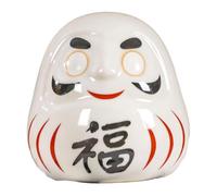 Homyl Daruma Doll Figurine Sculpture Statuette Ornement En Céramique Blanche Robuste Japonais Traditionnel Offrant Une Signification Symbolique Ada, Blanc