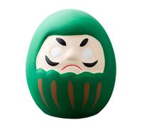 Homyl Figurine Daruma Japonaise Décoration Créative de Bureau En Céramique Sculpture Artisanale Adaptée pour Cadeau Maison Bureau Chambre, Vert