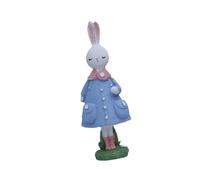 Homyl Figurine Lapin Pâques Artisanale En Résine Statuette Lapin Mignonne Sculpture Animal Ornementale Objet Déco Créatif Adaptée pour Célébration de Fête E, Bleu
