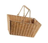 Homyl Panier Tressé pour Courses Panier Imitation Rotin Sac de Rangement Cuisine avec Poignées Pliables Panier Organisé Multifonction en Matériau PP A, L