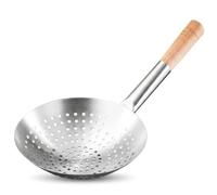 Homyl Passoire en Acier Inoxydable Écumoire Alimentaire Classique Manche Bois Solide Louche Résistante Ustensile pour Cuisine Professionnelle Adaptée à la Cuisson Repas Famille, 26 Cm