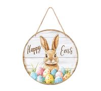 Homyl Plaque de Porte Lapin de Pâques Bois Suspendue Panneau Lapin Fermière Maison Décor Printanier Original Fonction Plaque Murale Adaptée à La Décoration, Style A