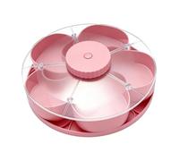 Homyl Plateau de Service à Fruits Compartimenté et Rotatif avec Couvercle, Idéal pour Les Apéritifs. Ce Plateau Portable à Cinq Compartiments Comprend, Rose