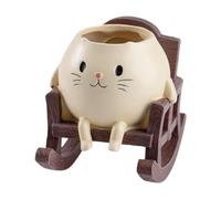 Homyl Pot de Fleur Chat Petit Pot Plante Résine Créatif Décoratif Ornement Chat Drainage Convient Étagère Bureau Chambre Salon Maison Cadeau, Fauteuil à Bascule