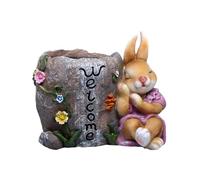 Homyl Pot de Fleurs en Forme de Lapin, Décoration de Pâques, Statuette Décorative de Lapin, Pot en Résine, Figurine Animale Créative pour Bureau, étagère, T, Bienvenue à La