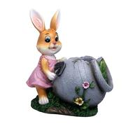 Homyl Pot de Fleurs Lapin Figurine Vase Décoratif Résine Sculpture Animal Créative Convient pour Décoration Intérieure Extérieure Salon Chambre Fête de Pâqu, Lapine