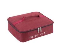 Homyl Sac Isotherme à Double Fermeture éclair, Type Boîte à Bento, Sac à Main Multifonctionnel et Réutilisable En Tissu Oxford, Idéal pour Le, Rouge Foncé