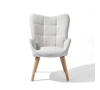 HOMYLIN Accent Fauteuil, Chaise de Loisirs en Tissu avec Jambes en Bois Massif et Dos Haut Ergonomique pour Salon Chambre Salon, Beige